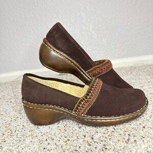 Naturalizer Suri Women's Clogs Brown Suede Faux Fur Lined Wedge Loafers Size 8.5